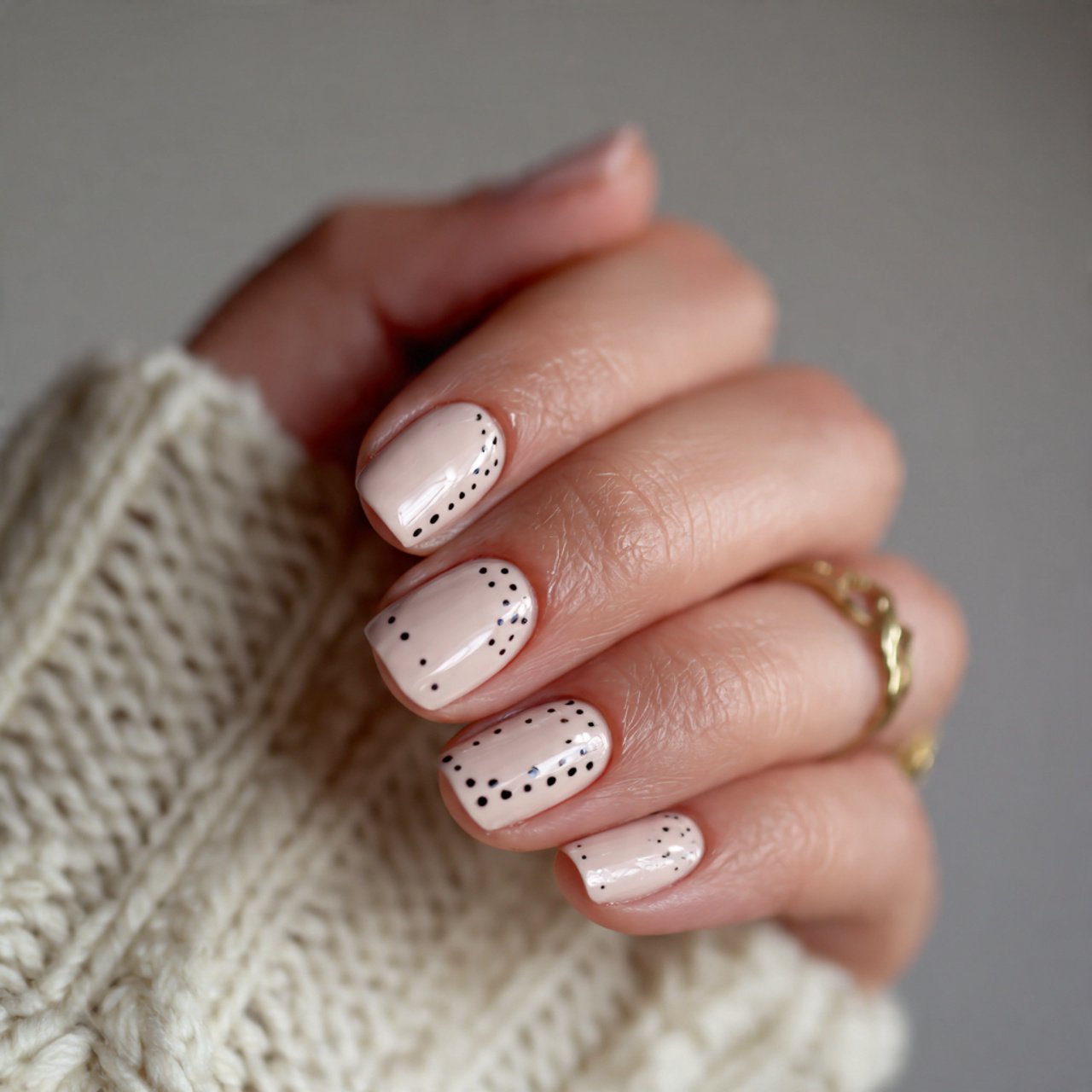 tiny dot accent casual nails