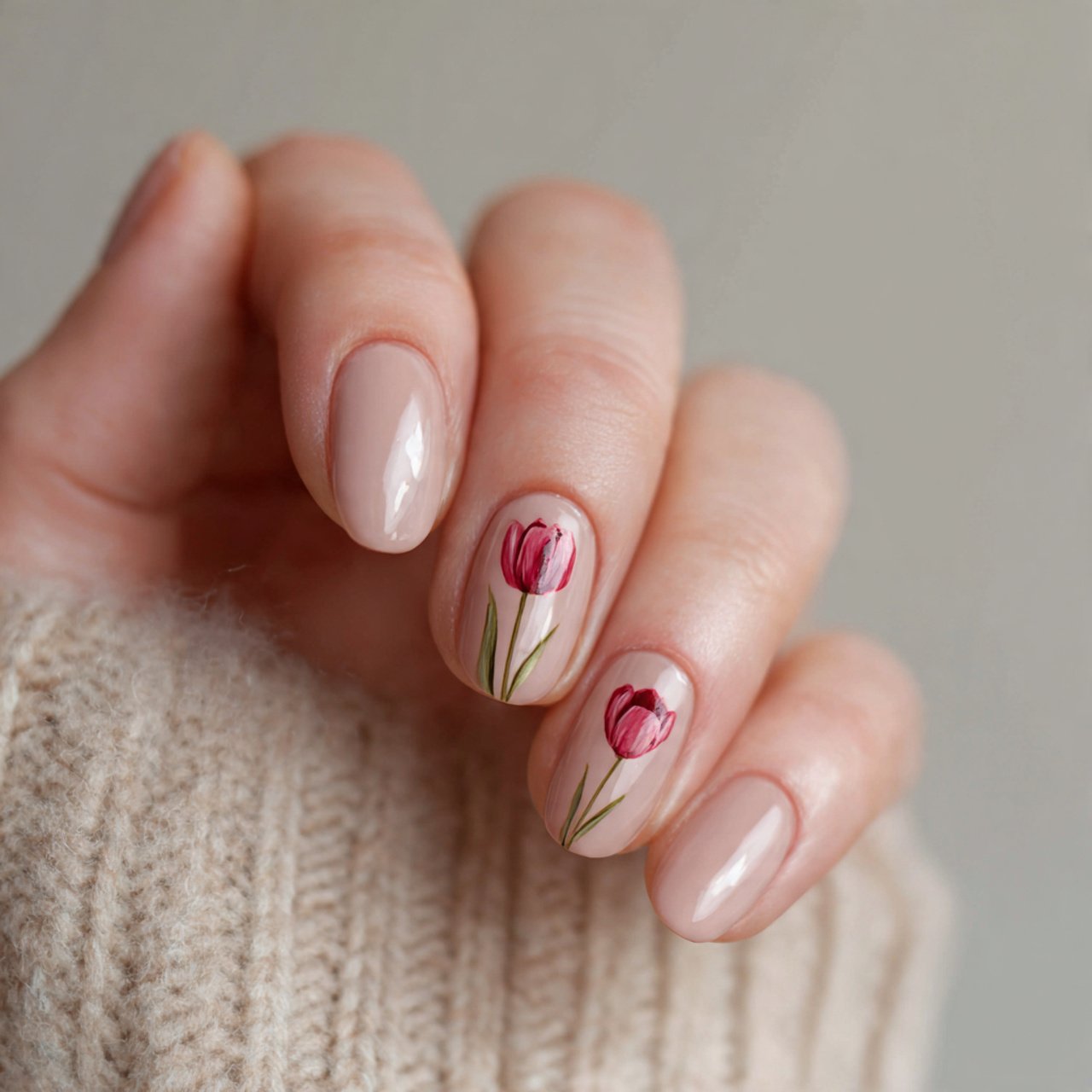 tiny tulip accent nails