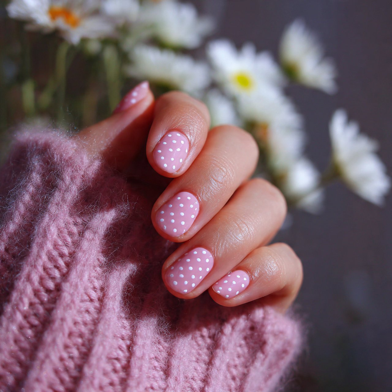 tiny white dot soft nails