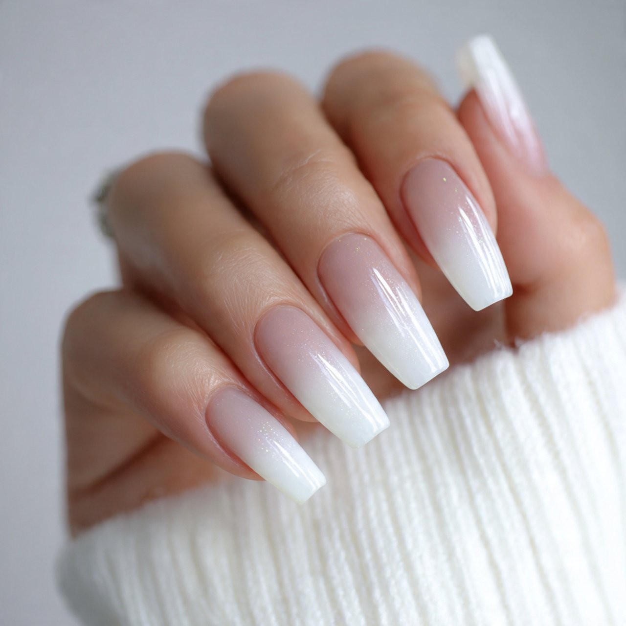 to soft white ombr acrylic nails