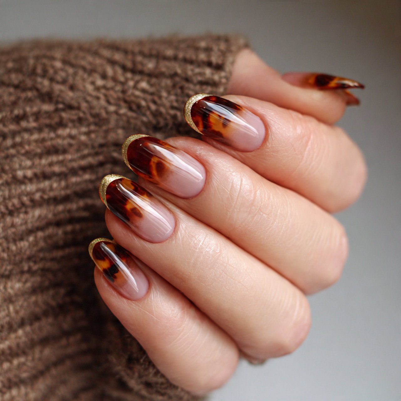 tortoiseshell french tips nails