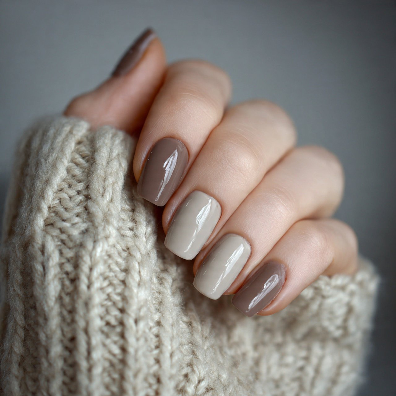 two tone neutral nails