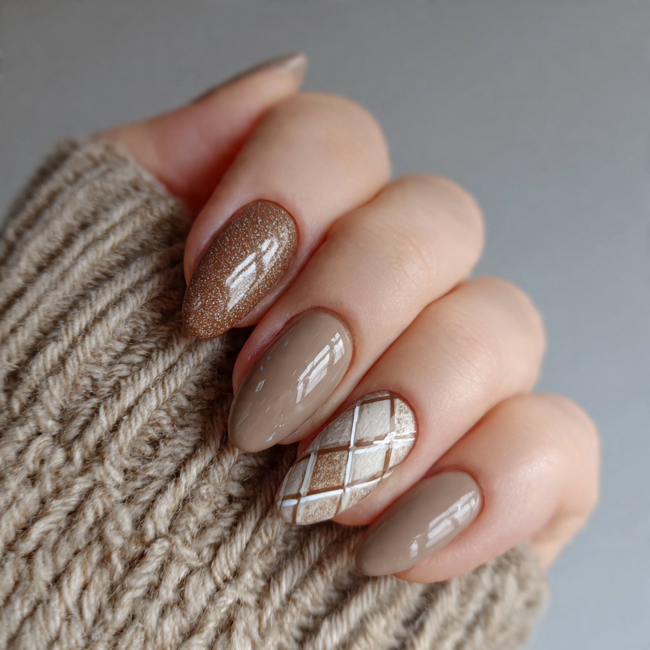 warm beige work nails