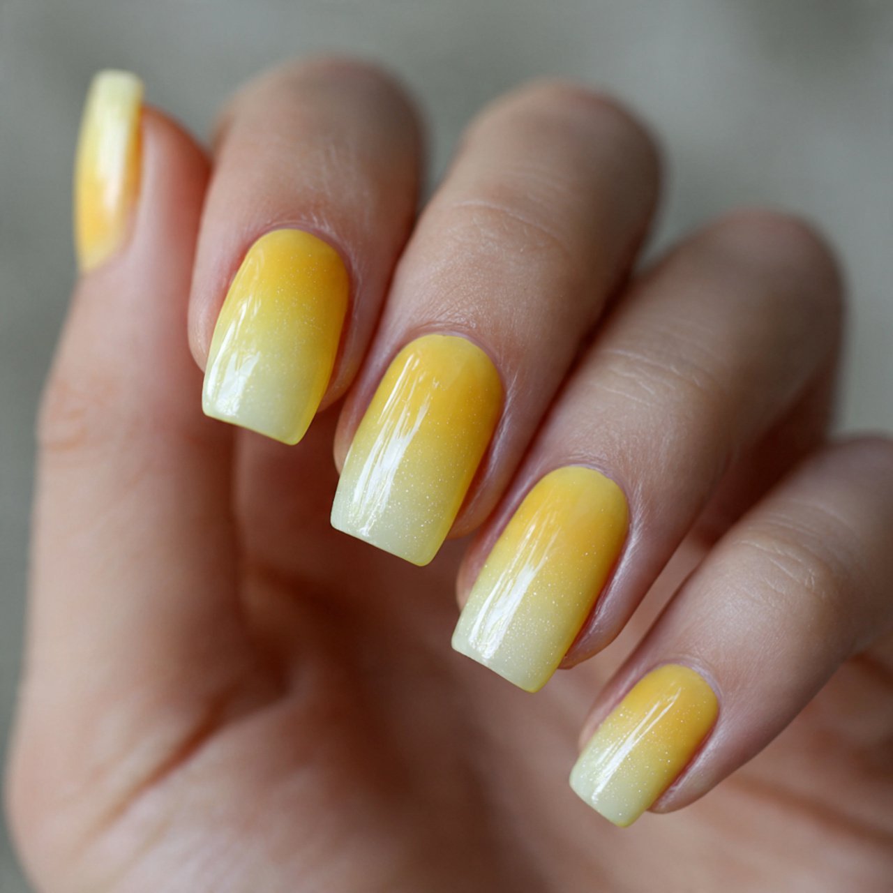 yellow ombr fade nails