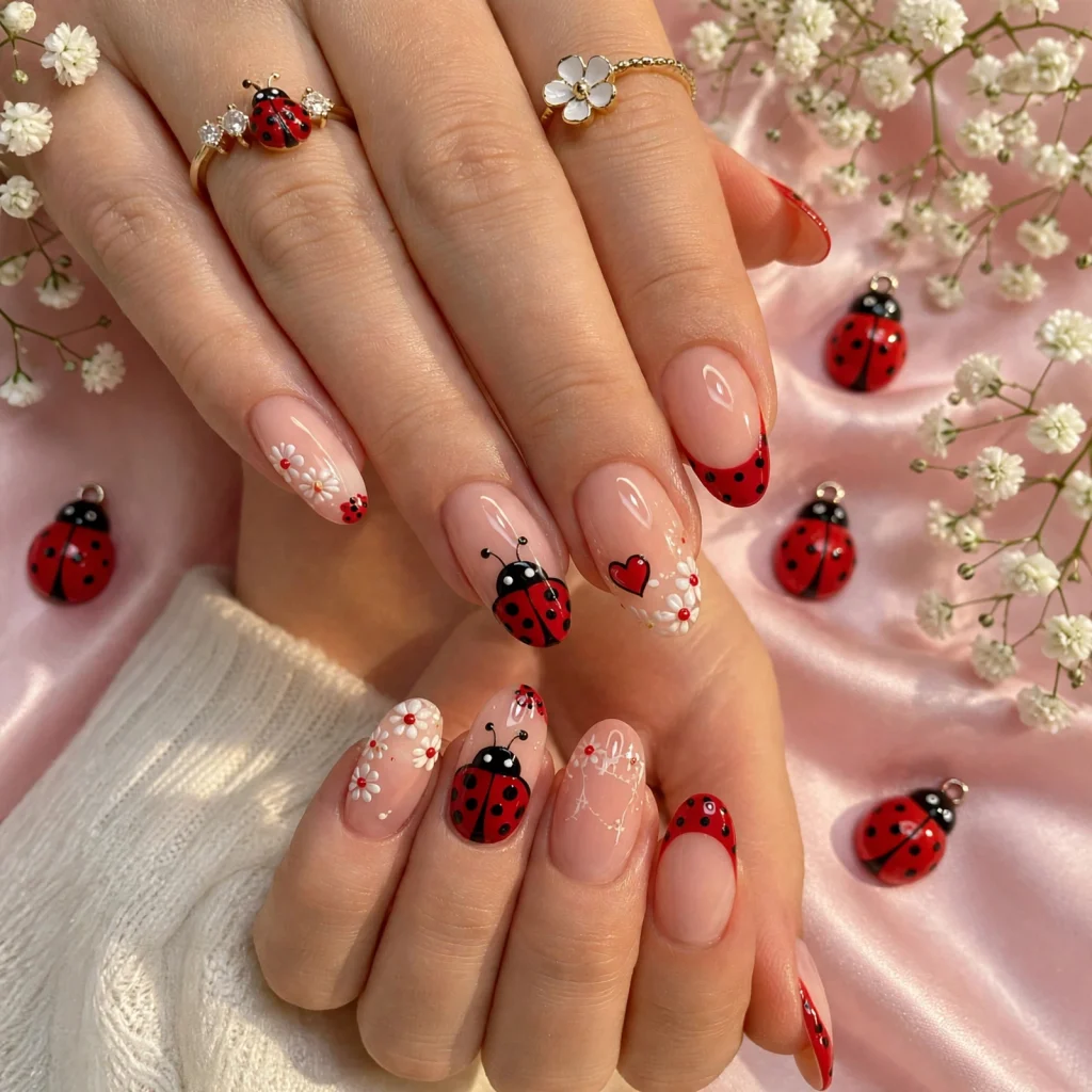 Ladybug Nail Ideas: A Playful, Polished Manicure for Every Nail Length 1 ladybug nail satin