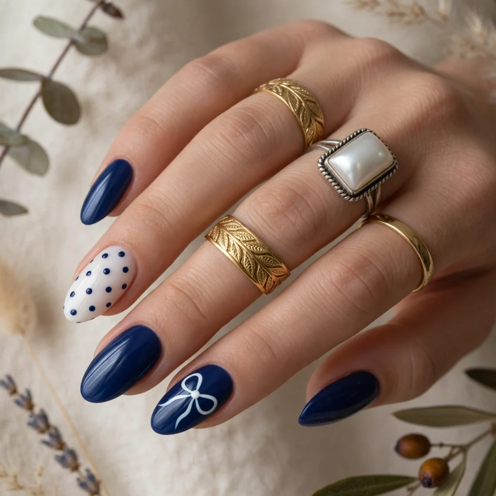 Navy Blue Nails: A Polished, Versatile Manicure for Every Season 1 pinterest nail flatlay