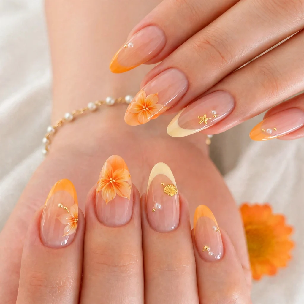Simple August Nails Ideas: Fresh Summer Nail Designs for a Chic Late-Summer Look 1 tropical nail art
