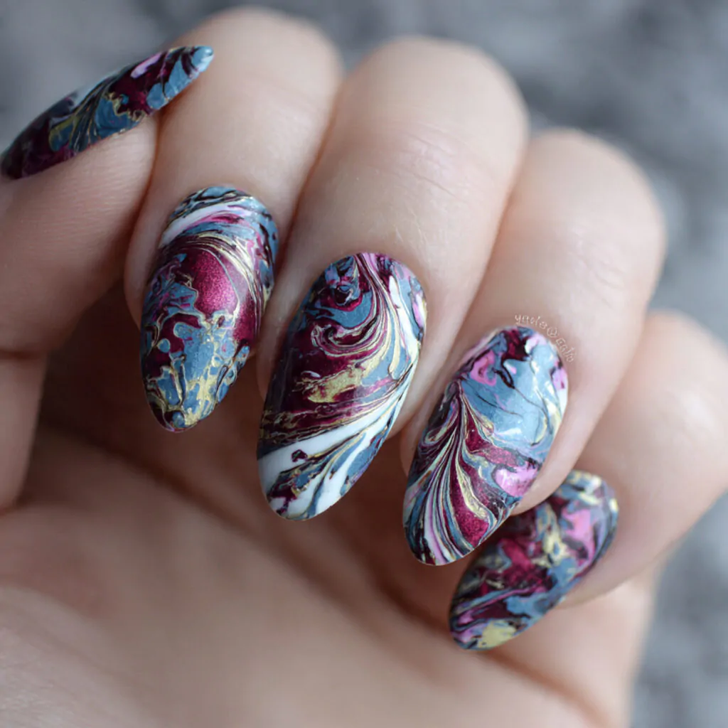 Acrylic Nail Designs: 15 Salon-Approved Looks That Stay Gorgeous Between Fills 13 abstract swirls acrylics modern art surprisingly wearable