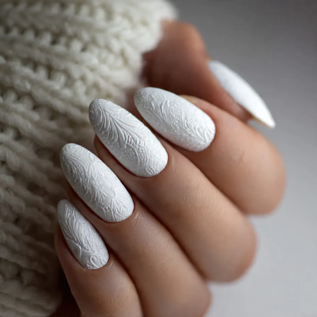 matte icy white with glossy details texture