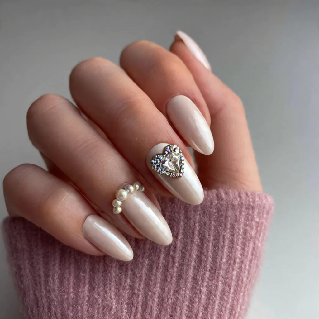 pearl glazed almonds with a rhinestone heart