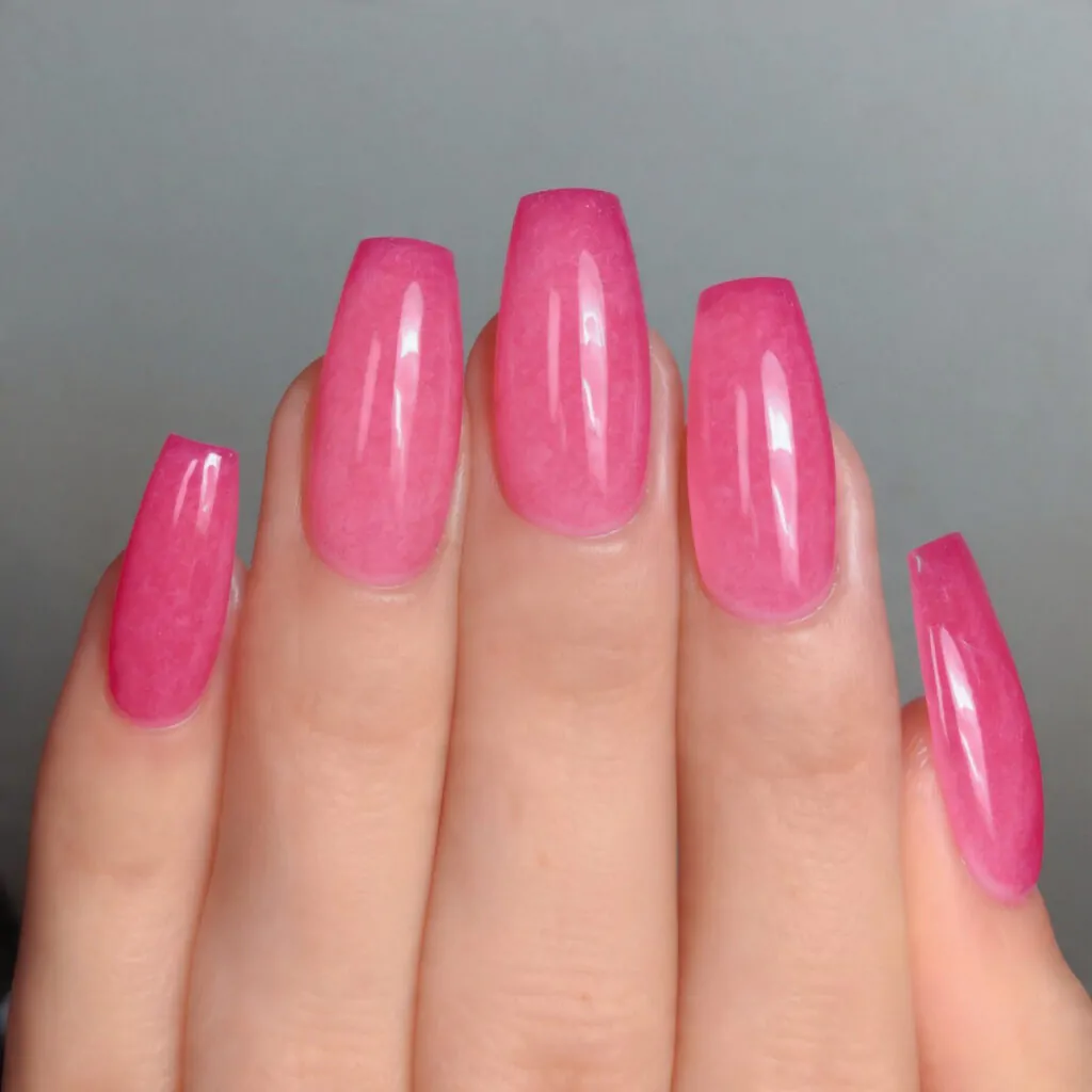 raspberry jelly nails with a glossy candy
