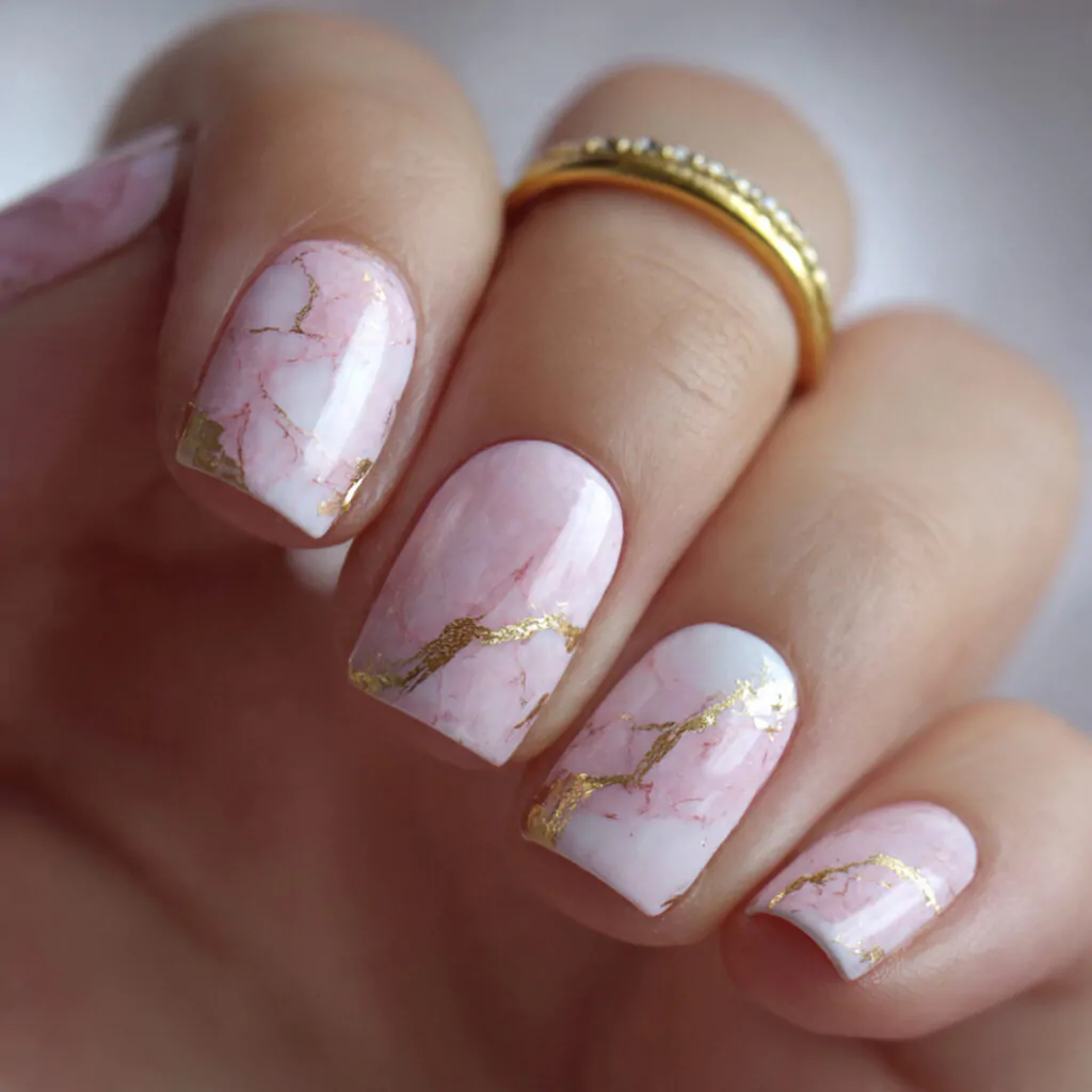 rose quartz marble with soft gold veining