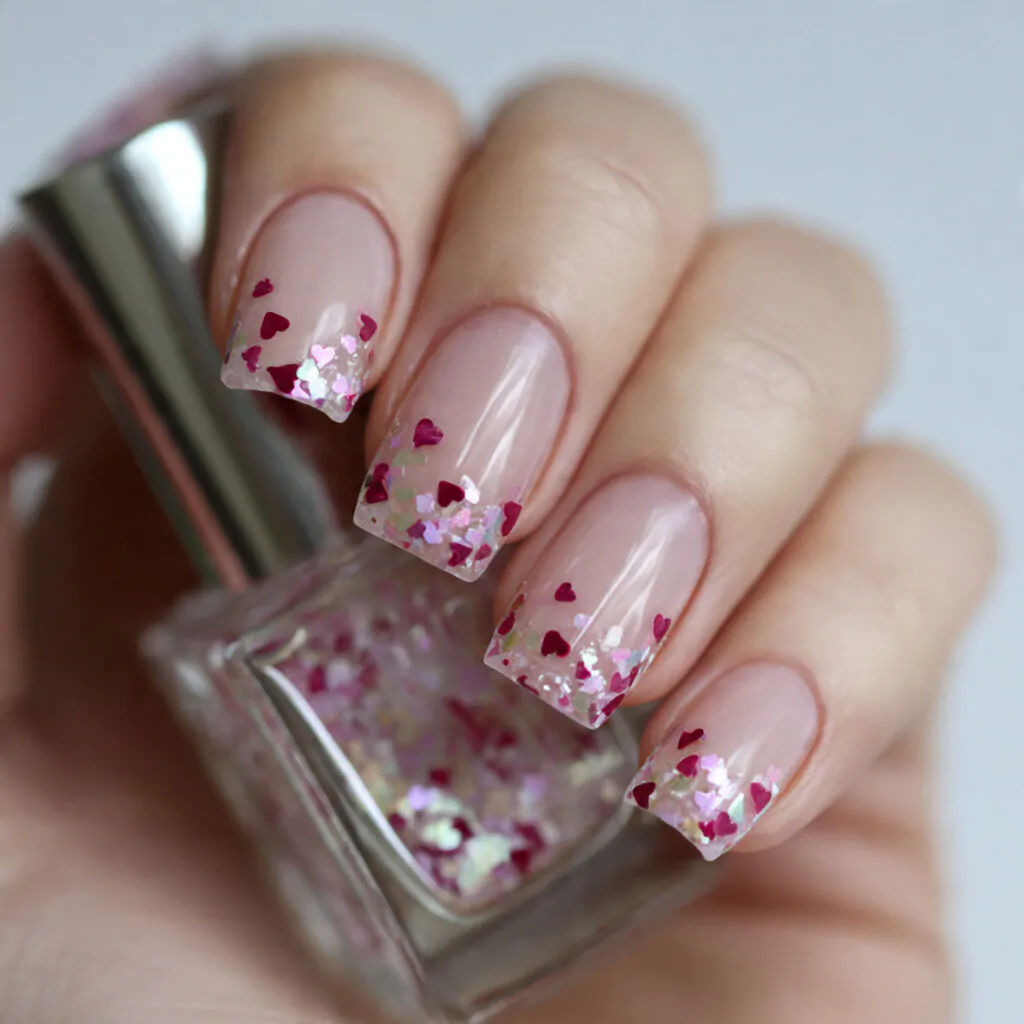 sheer with scattered heart confetti nature looks
