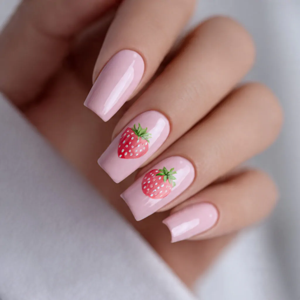 Cute Nails Ideas: 15 Salon-Tested Designs That Look Adorable, Clean, and Easy to Wear 6 strawberry milk nails soft pink creamy adorable