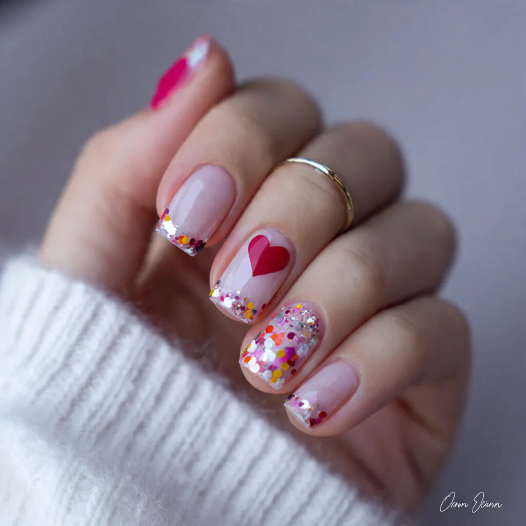 Short Nails: 15 Chic, Salon-Tested Designs That Make Short Length Look Expensive 8 tiny heart accent one nail only nails