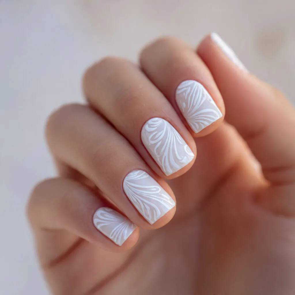 Cute Nails Ideas: 15 Salon-Tested Designs That Look Adorable, Clean, and Easy to Wear 12 white swirl line art on nude simple 1