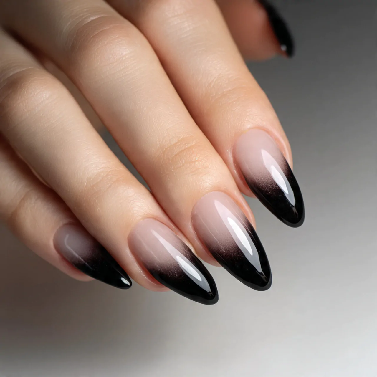 Black French Nails: Ideas for a Chic, Bold Look 11 black french tips with ombre effect attractive nai