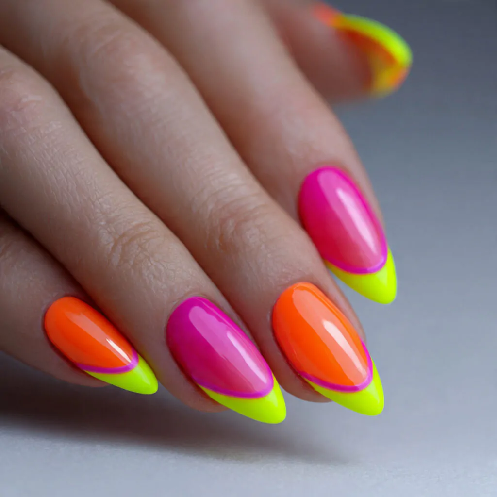 bright neon tips attractive nails