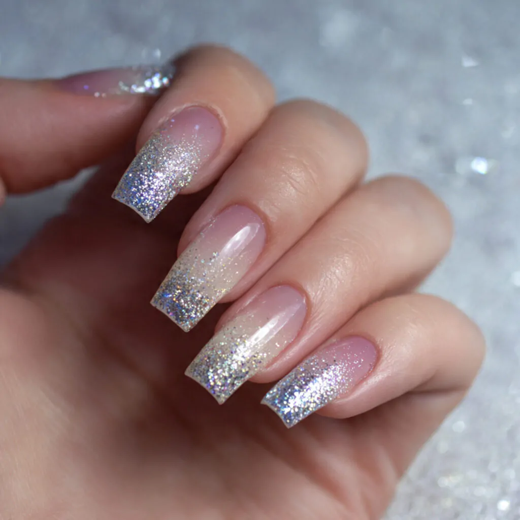 Short Square Nail Designs: 15 Salon-Tested Ideas That Look Expensive, Wear Well, and Suit Real Life 14 glitter fade micro sparkle from tip or cuticle nai
