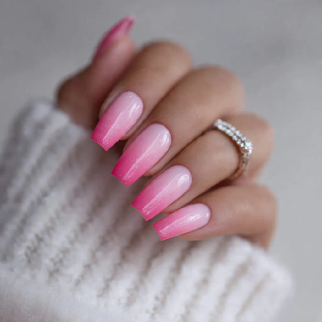 Pink Acrylic Nails: 15 Trendy Designs for Every Style 3 pink ombr fade attractive nails