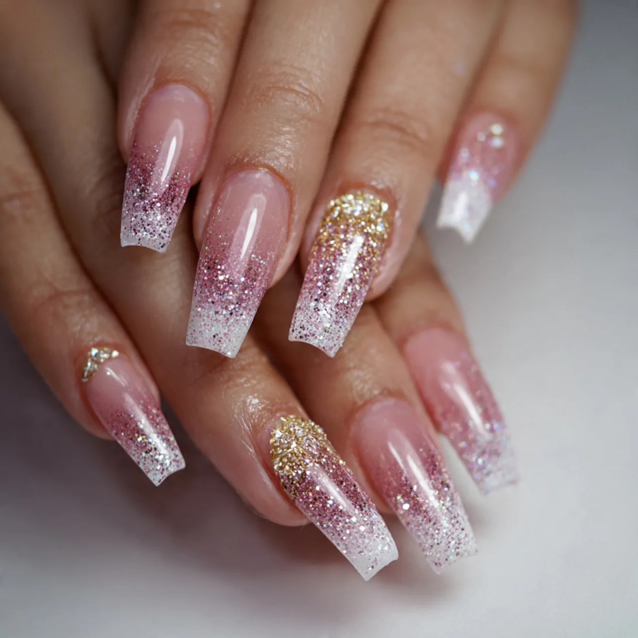 Glitter Nails: 15 Chic, Wearable, and Statement-Making Ideas That Actually Look Polished 6 base with glitter fade flawless nails