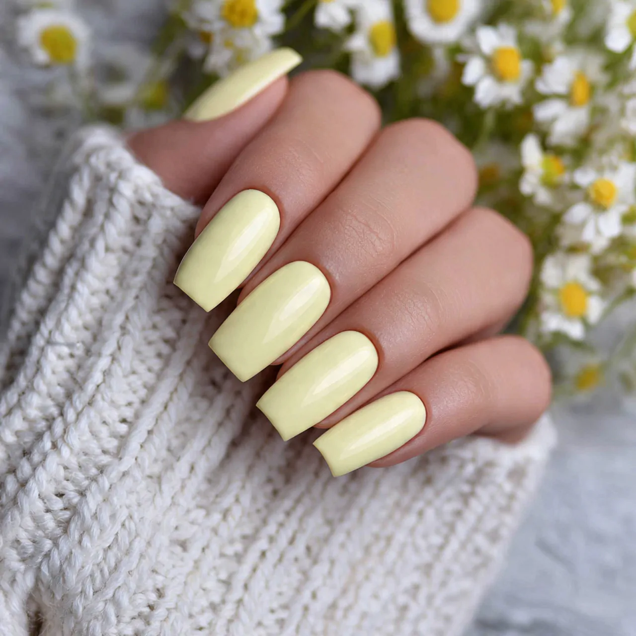Press-On Nails: 15 Chic, Wearable Designs That Look Salon-Finished 7 butter yellow gloss press on nails gorgeous nails