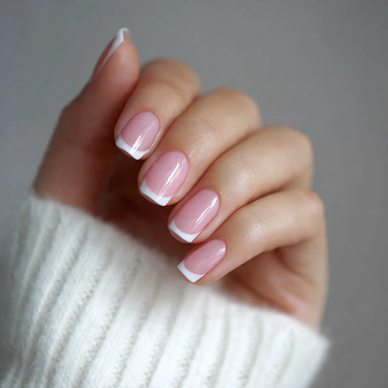 buttercream french tips nails
