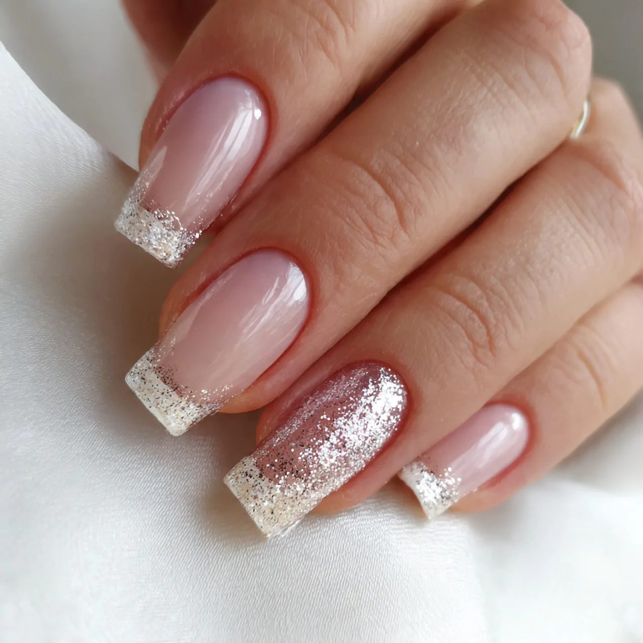 Glitter Nails: 15 Chic, Wearable, and Statement-Making Ideas That Actually Look Polished 2 champagne glitter french tips attractive nails