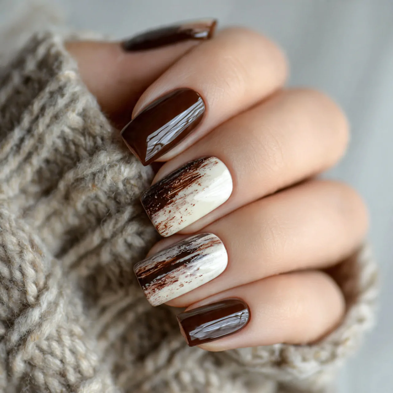 Nails Polish: 15 Chic, Modern Looks That Feel Salon-Worthy 4 espresso brown cream nails