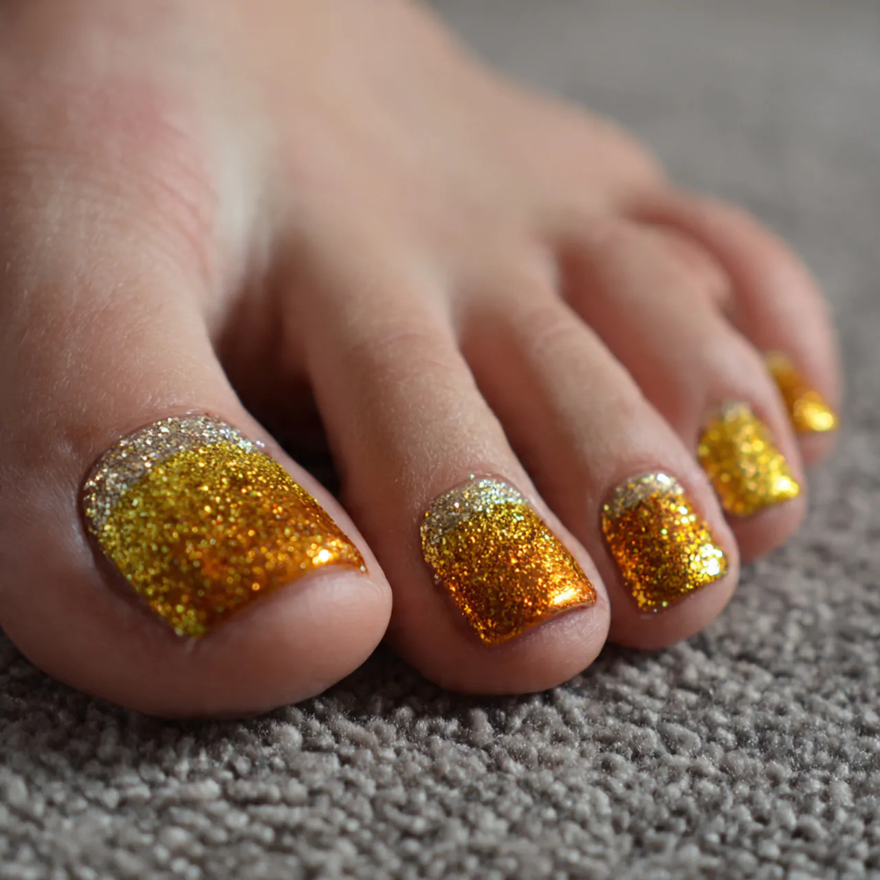gold shimmer toe nails