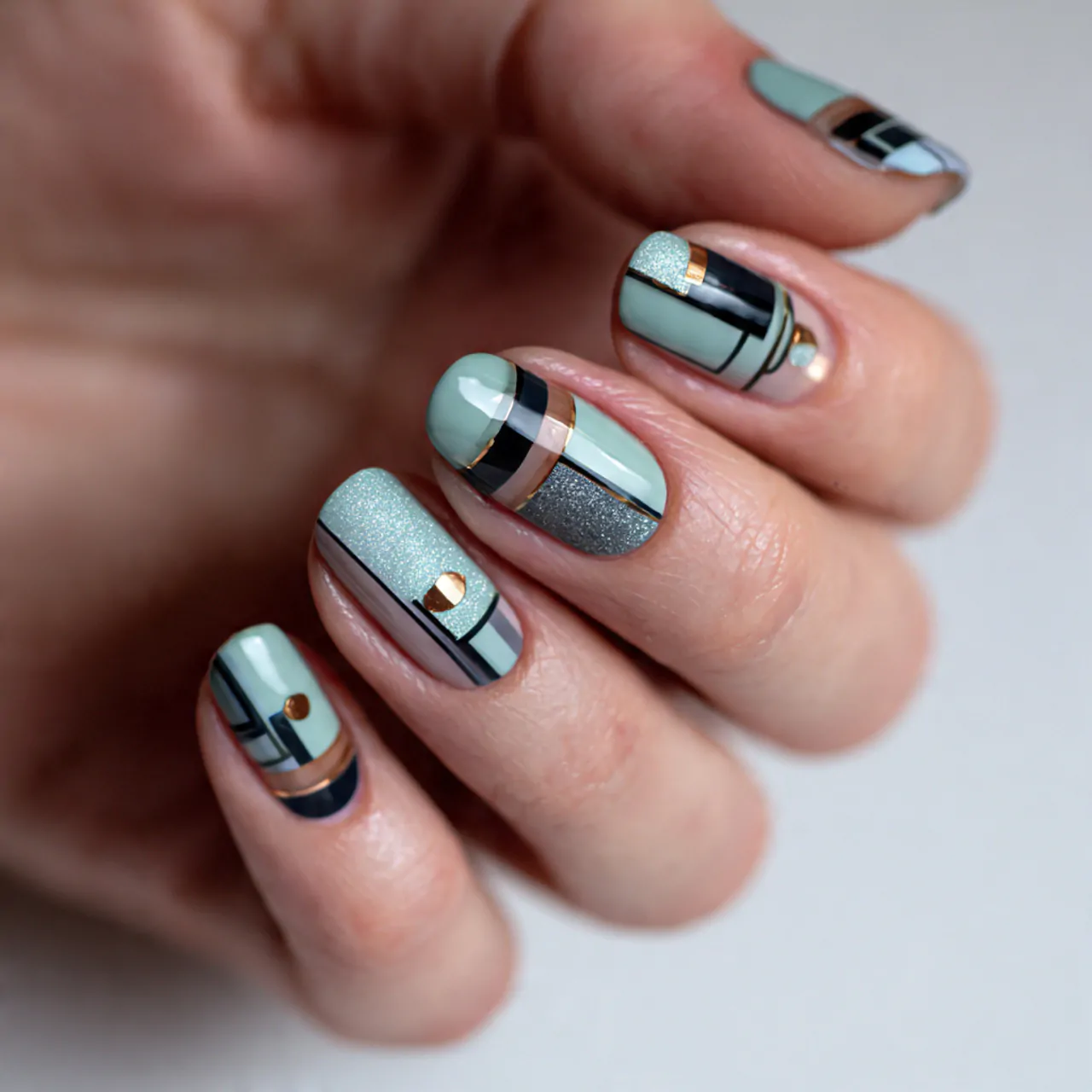 istachio negative space nails