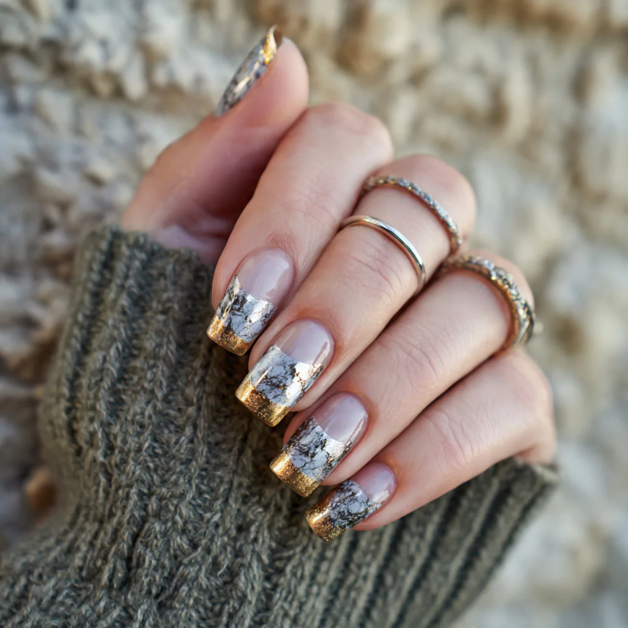 Press-On Nails: 15 Chic, Wearable Designs That Look Salon-Finished 13 mixed metal french press on nails