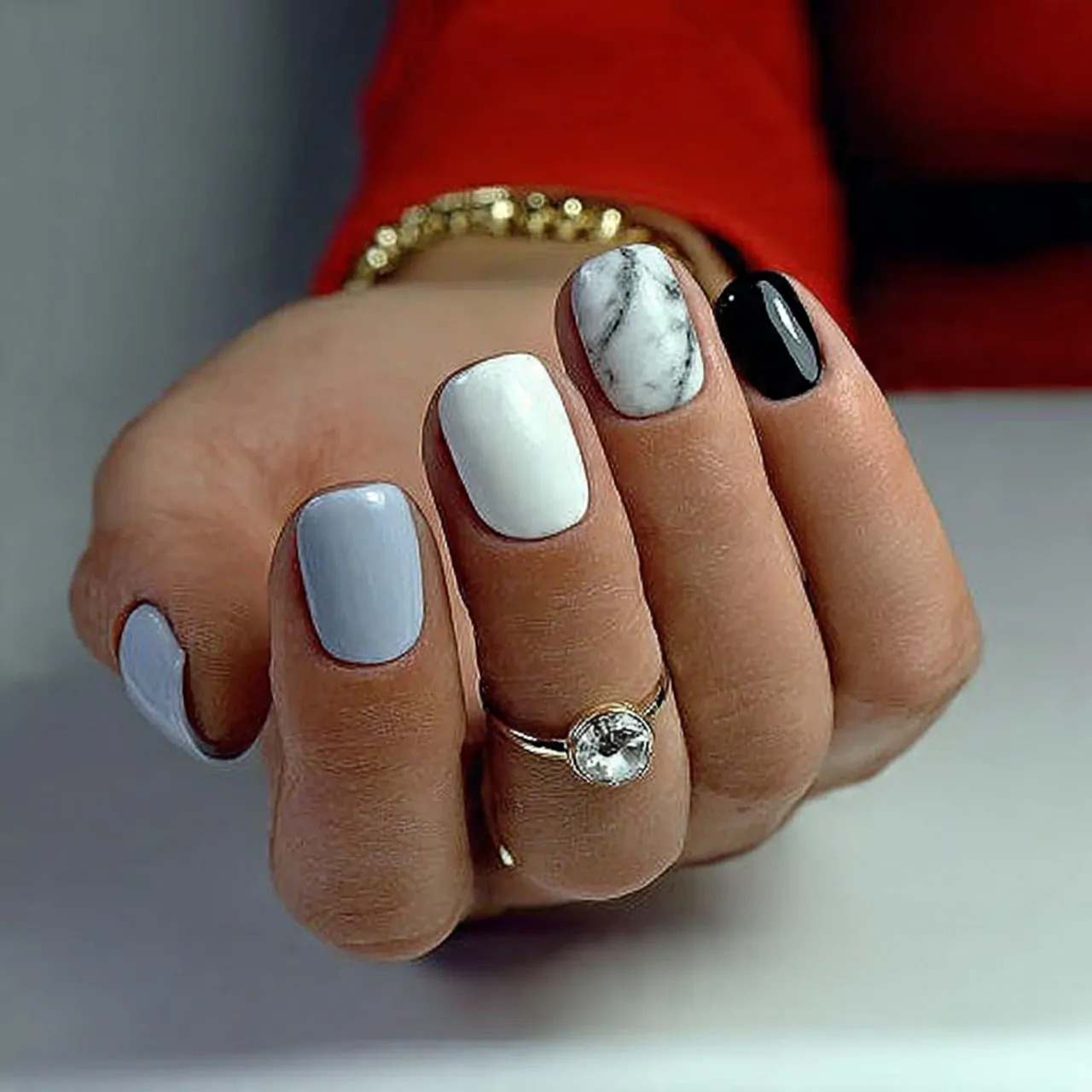 neutral marble accent 12 nails only attractive nai