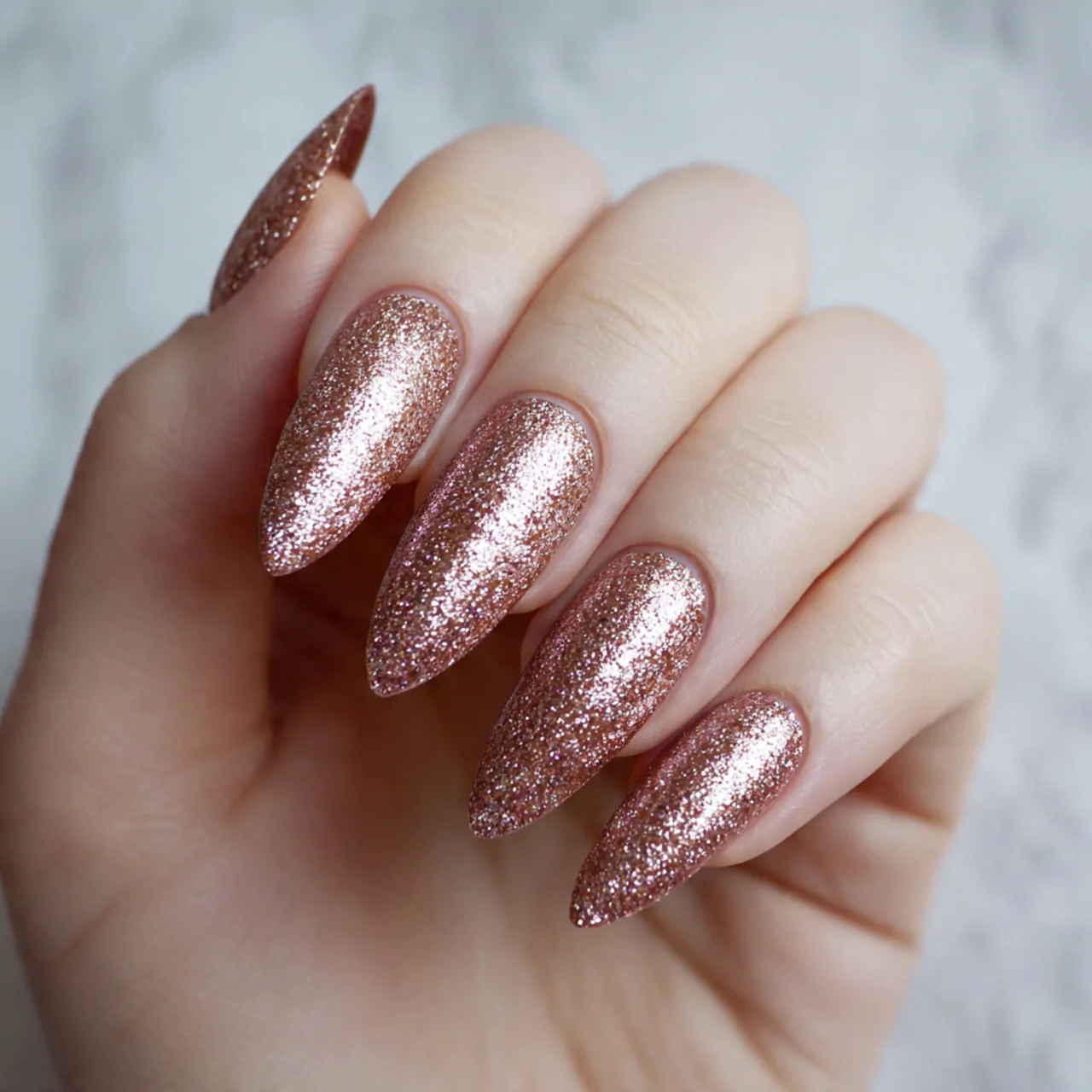 Nails Polish: 15 Chic, Modern Looks That Feel Salon-Worthy 12 rose gold shimmer nails stunning nails