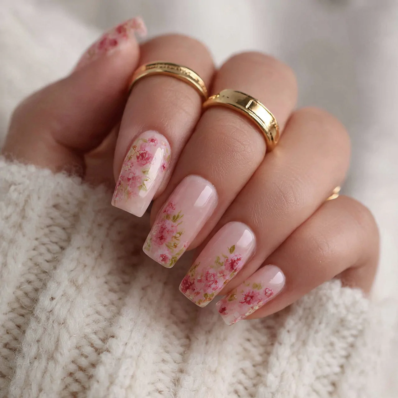 Press-On Nails: 15 Chic, Wearable Designs That Look Salon-Finished 11 soft floral press on nails great look nails