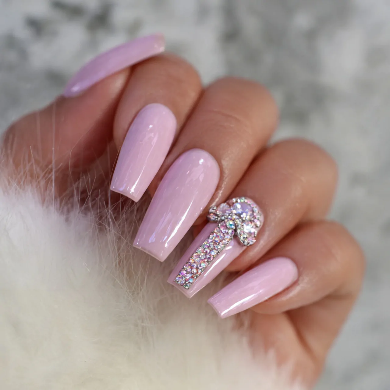Toe Nail Designs: That Look Polished, Stylish, and Easy to Wear 14 soft pink with tiny crystal big toe accent gorgeou