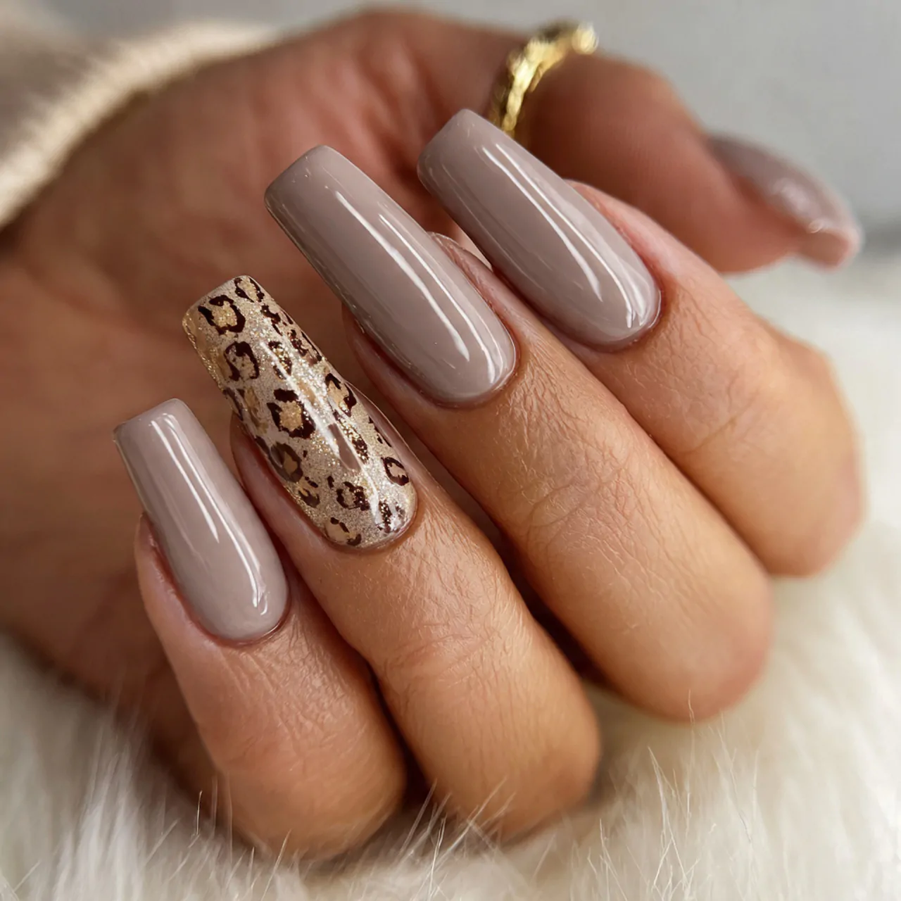 Animal Print Nails: 15 Chic, Wearable, and Statement-Making Designs Worth Saving 5 taupe cheetah accent nails stunning nails