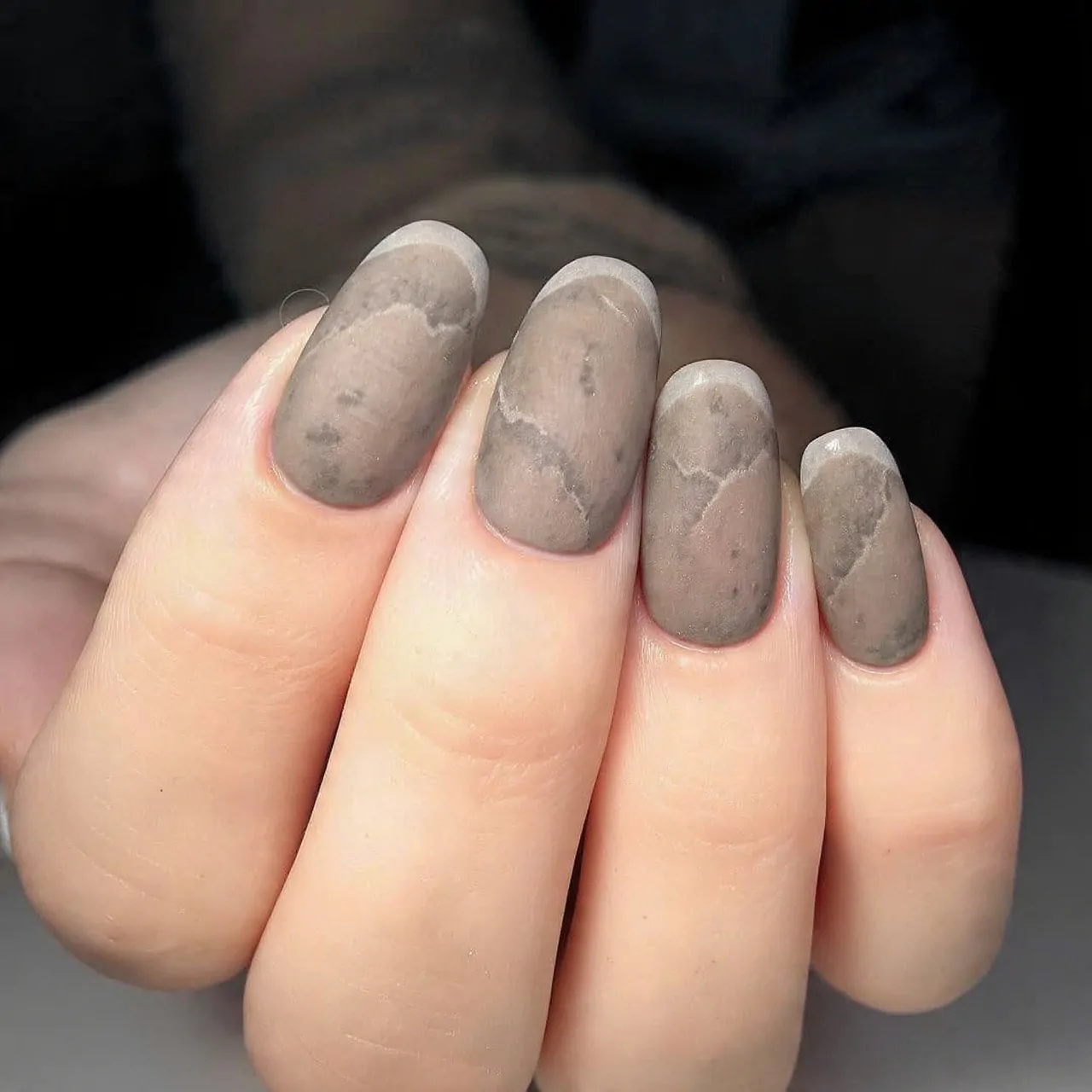 Classy Nails: 15 Salon-Tested Designs That Look Expensive and Wear Well 10 taupe stone nails neutral with edge nature look na