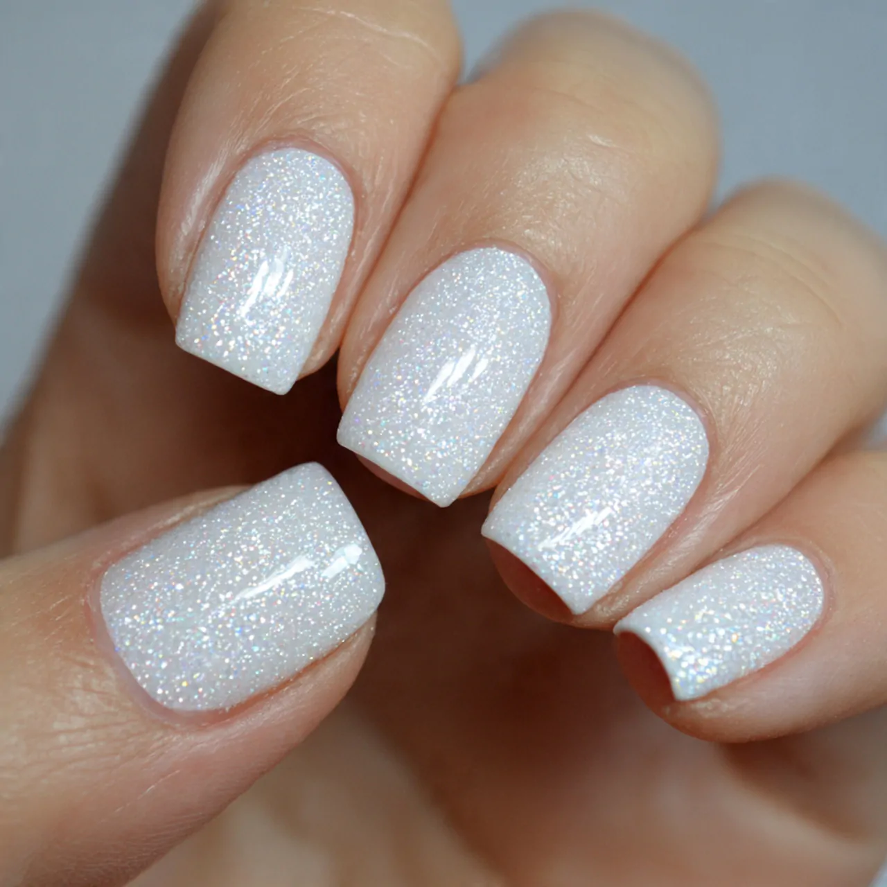White Nails Ideas: 15 Chic Designs That Always Look Fresh 13 white glitter nails decent look nails