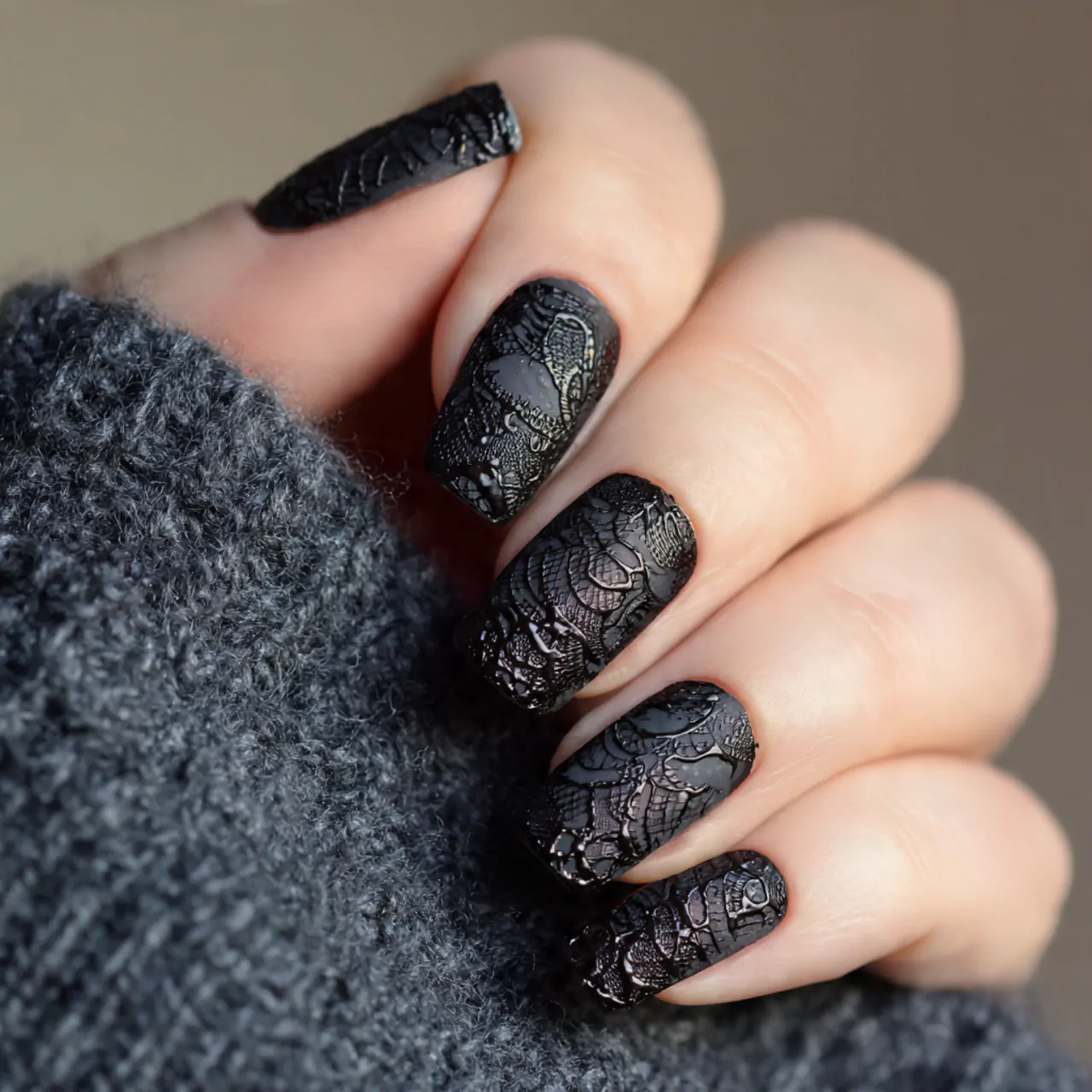 3d lace inspired nails