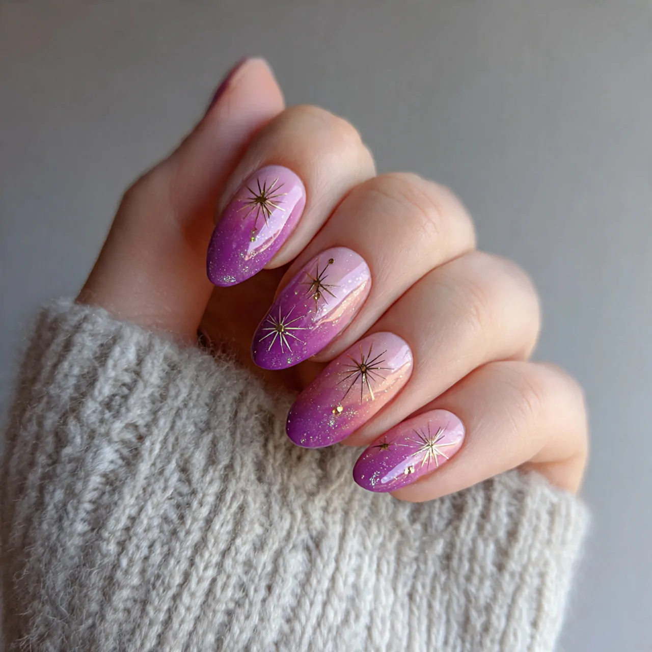 base with tiny starburst accents nails