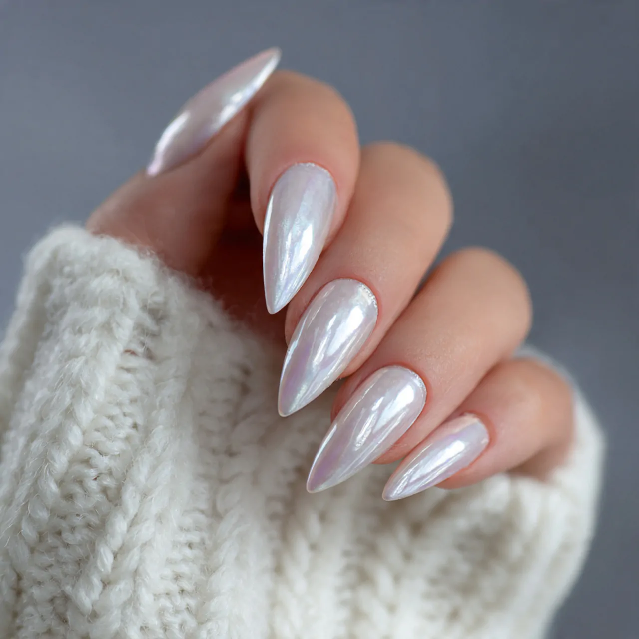glazed pearl acrylics nails