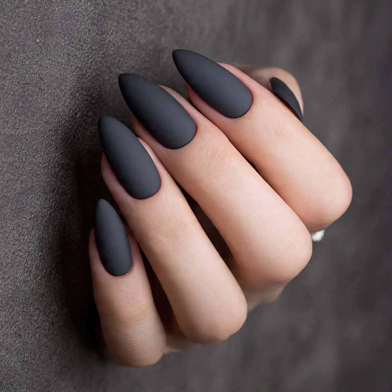 matte charcoal nails