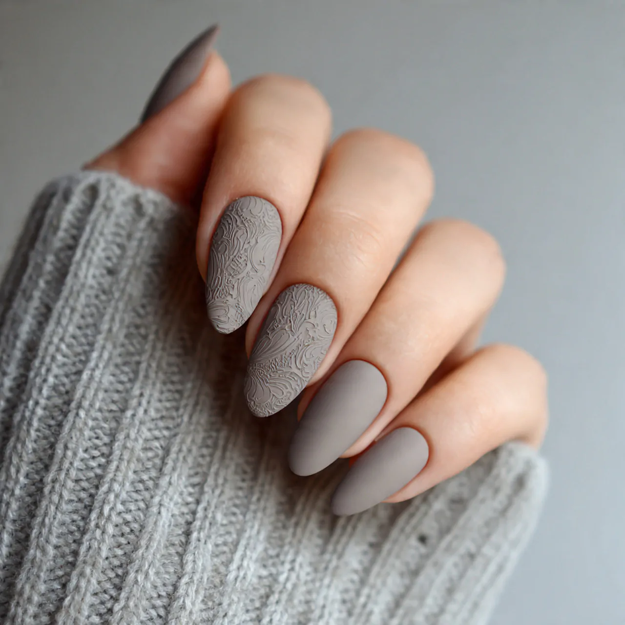 matte mushroom greige nails