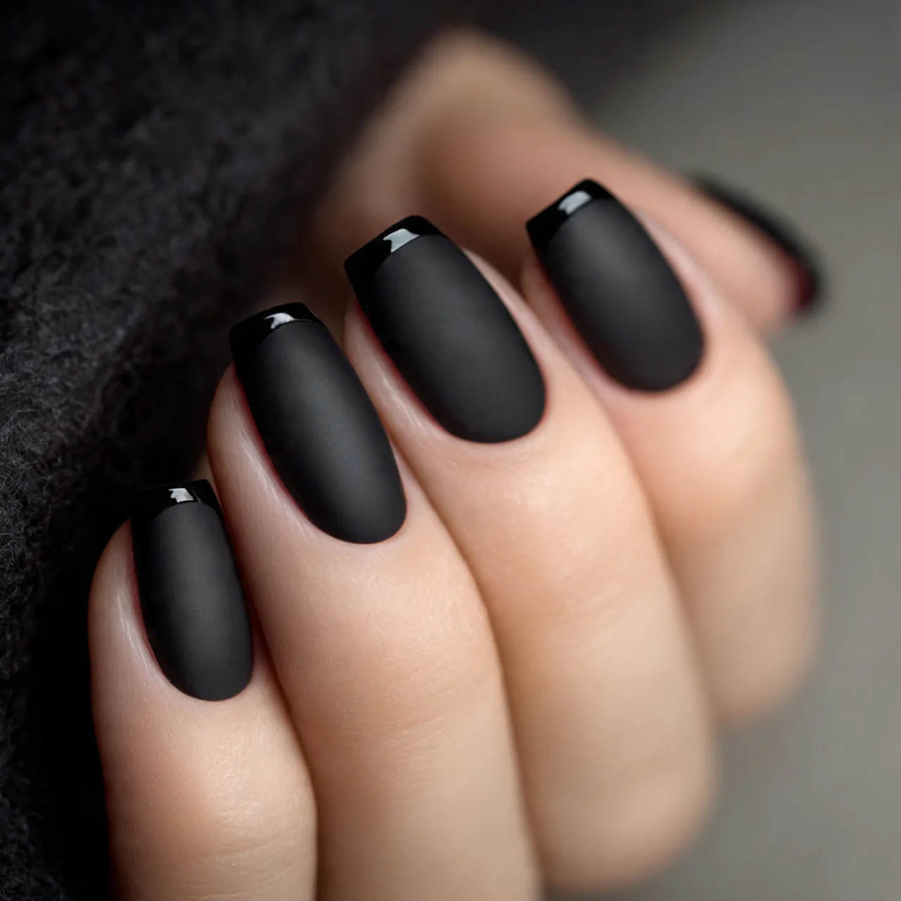 matte nails with glossy tips nails 1