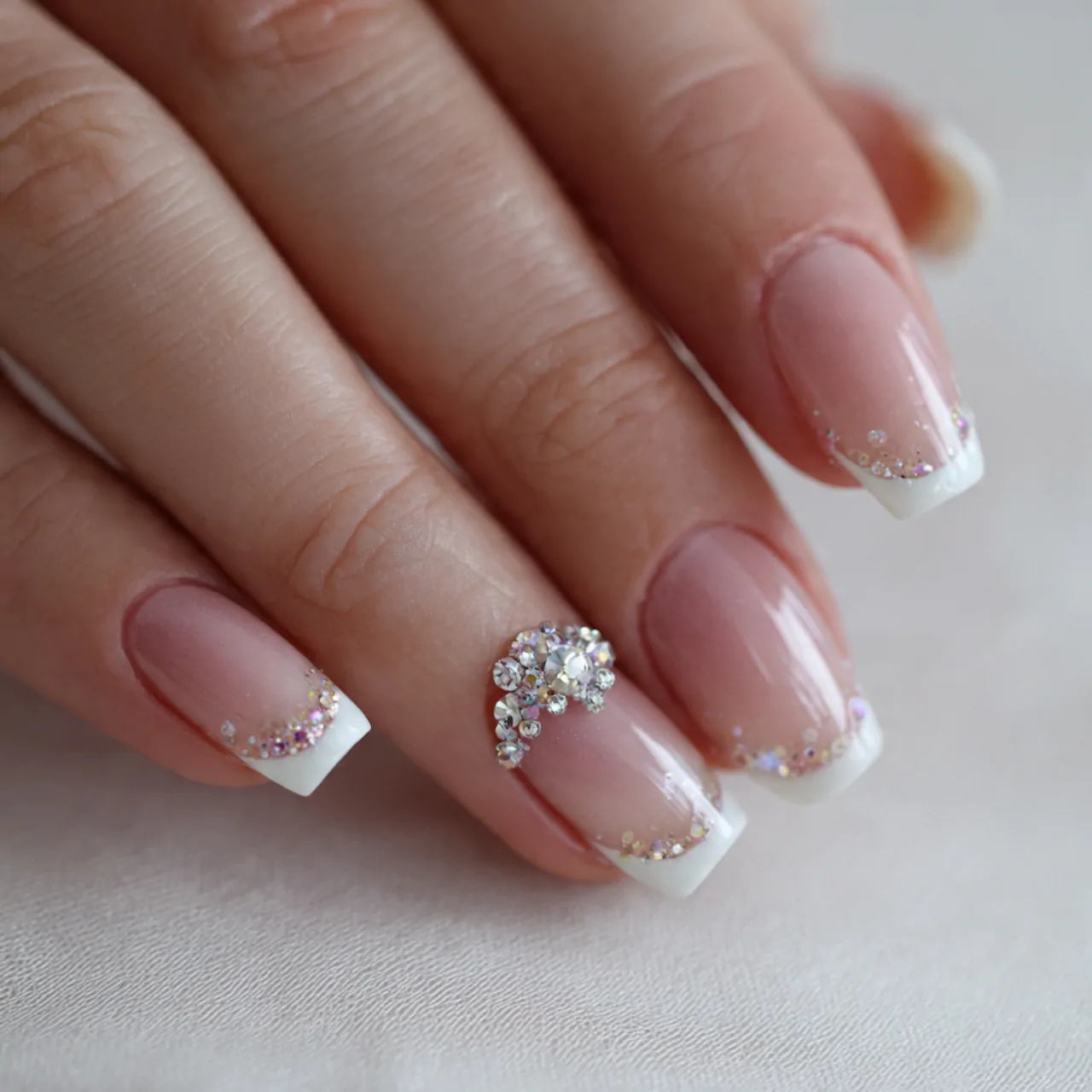 micro french classy acrylic nails