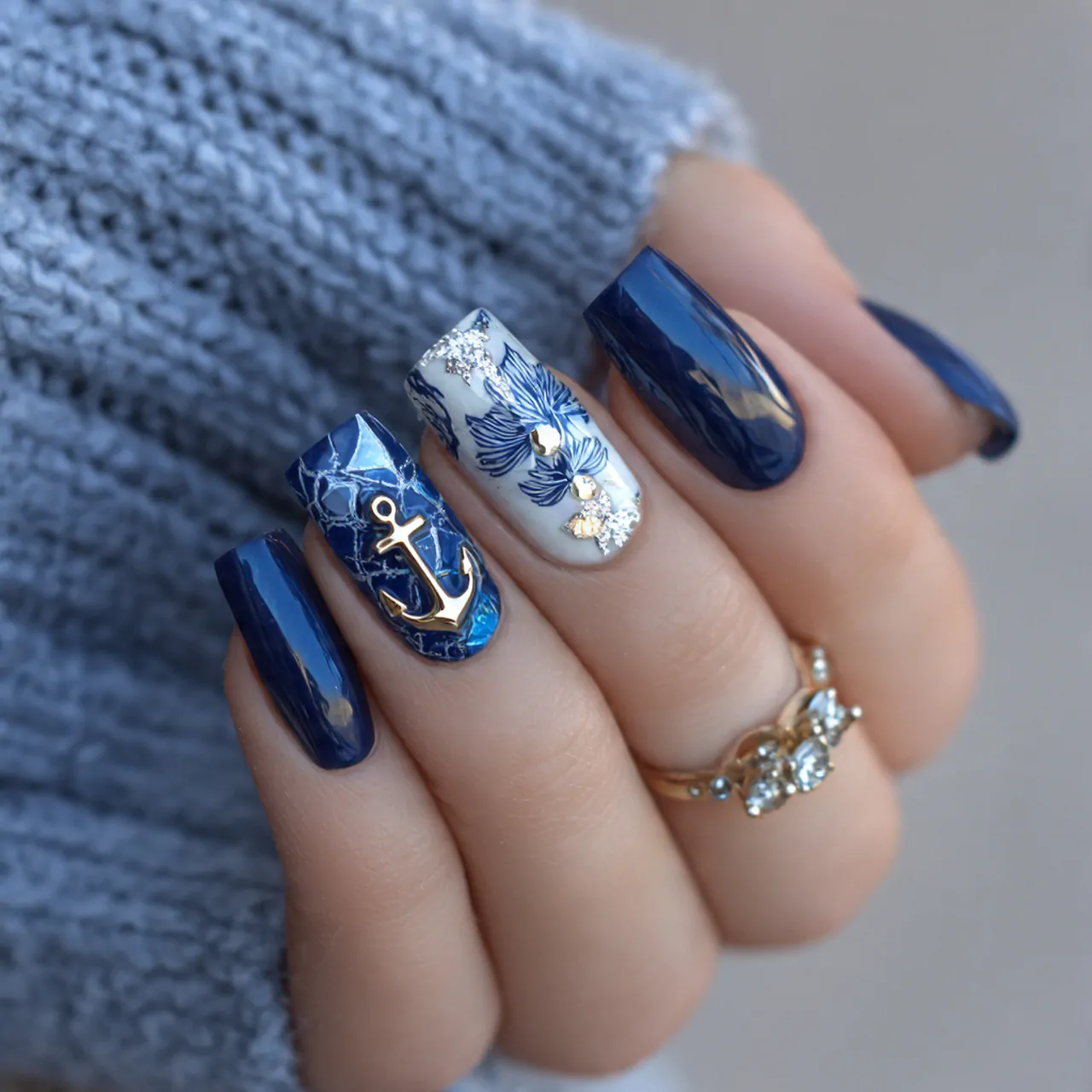 navy jelly nails
