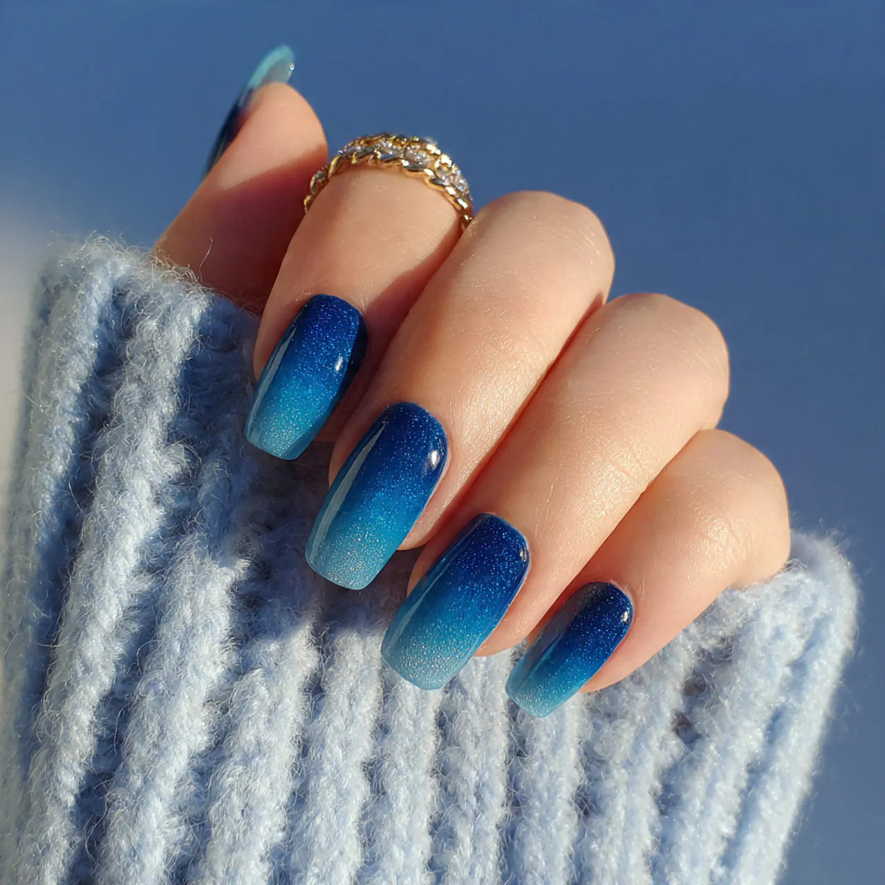 ocean ombr blue nails