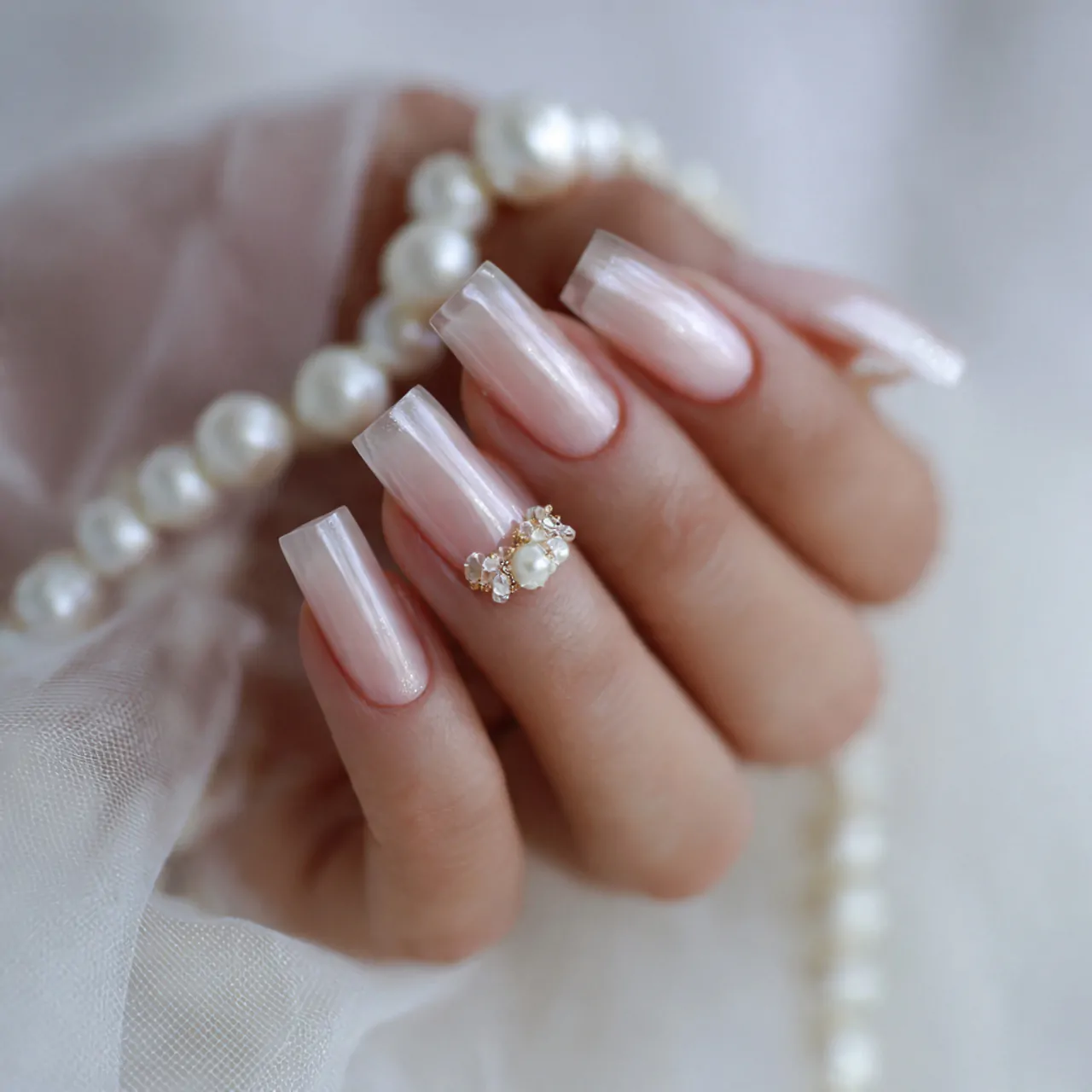 Idee Unghie Gel Semplici: 15 manicure eleganti, facili da portare e sempre curate 14 pois micro su base trasparente lattiginosa nails