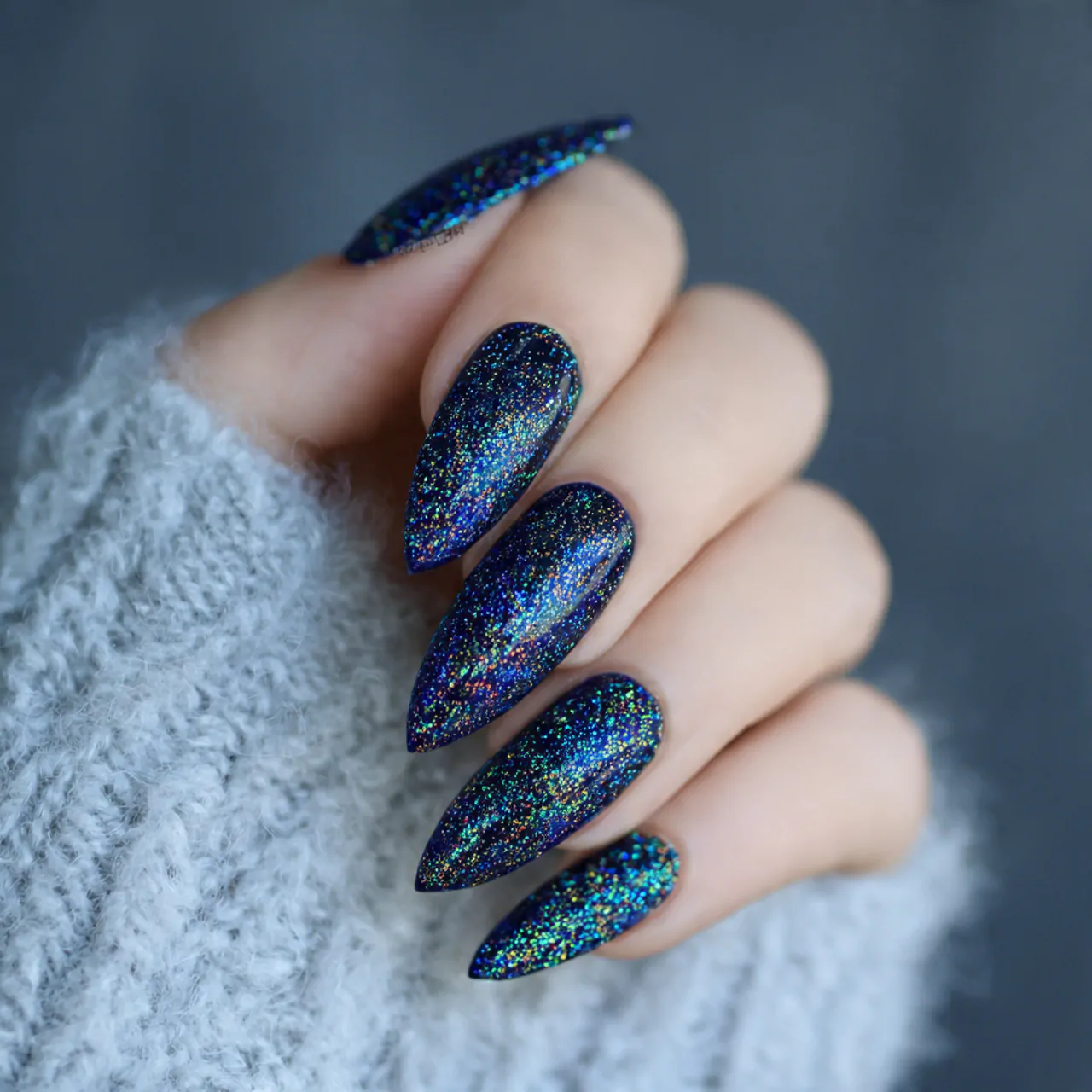 sapphire shimmer statement nails